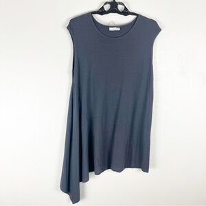 BRYN WALKER Gray Bamboo Organic Cotton Blend Asymmetrical Dress Large Lagenlook